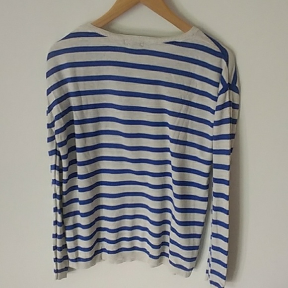 H&M Lightweight Striped Cream and Blue Sweater - Picture 3 of 4